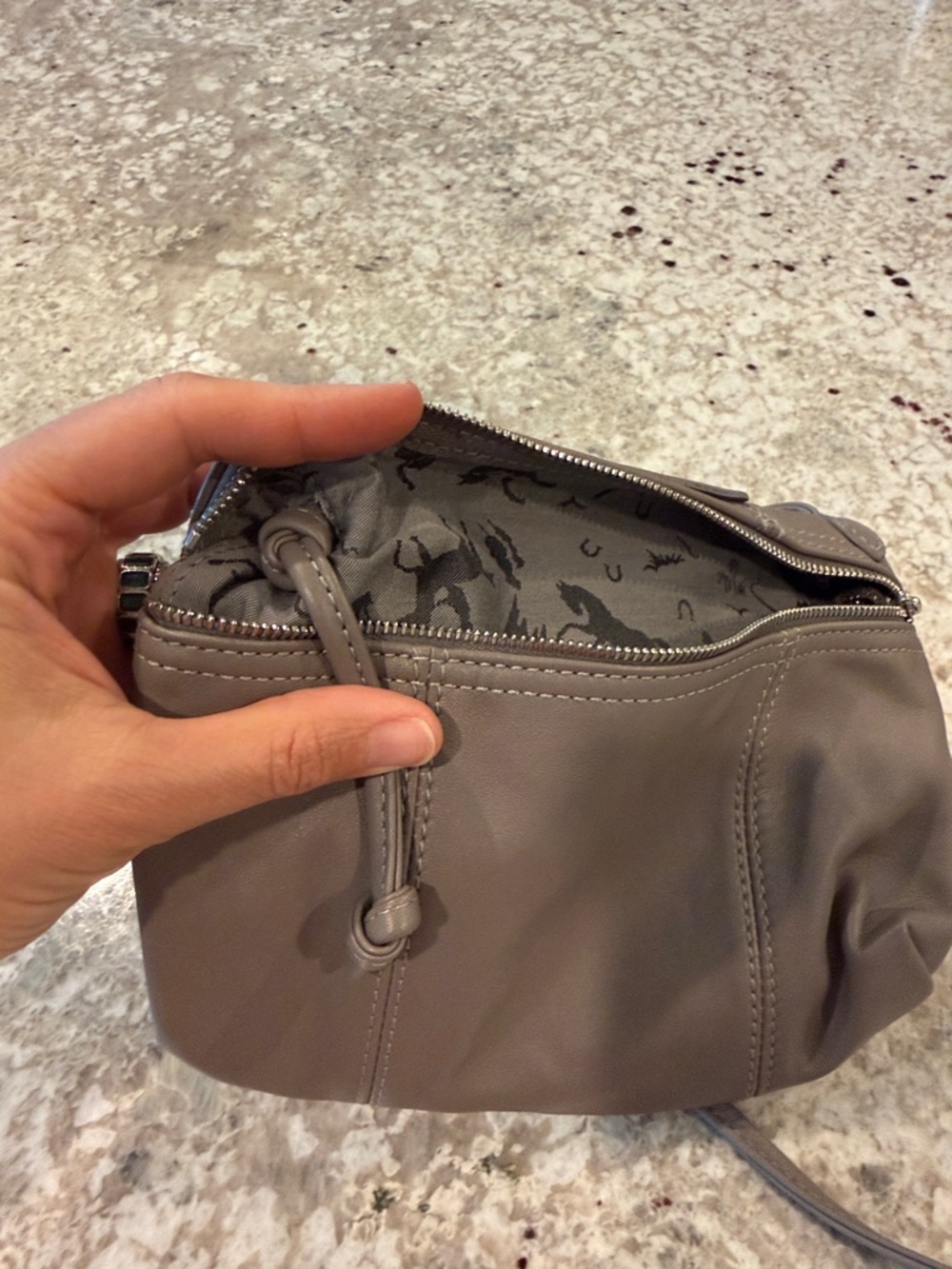 Longchamp Mini Crossbody Bag in Gray leather- Excellent condition. Barely used. - Picture 4 of 6